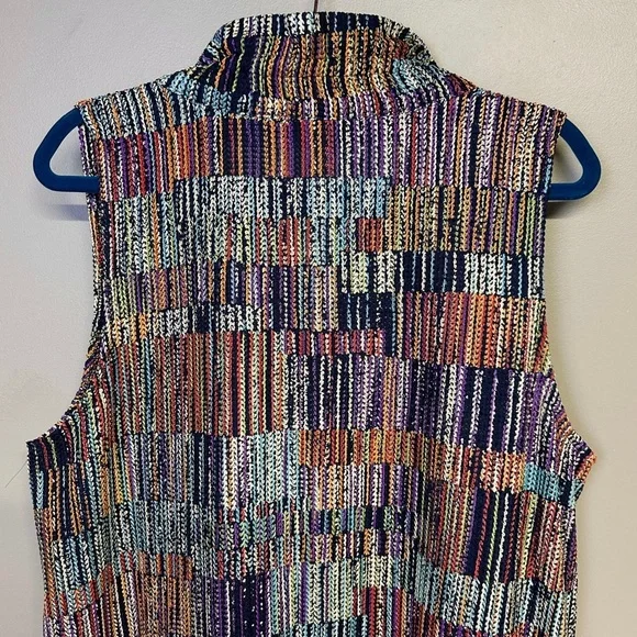 Damee Artsy Patchwork Sleeveless Button-up Tunic with Wire Collar Lagenlook XL - Picture 7 of 15